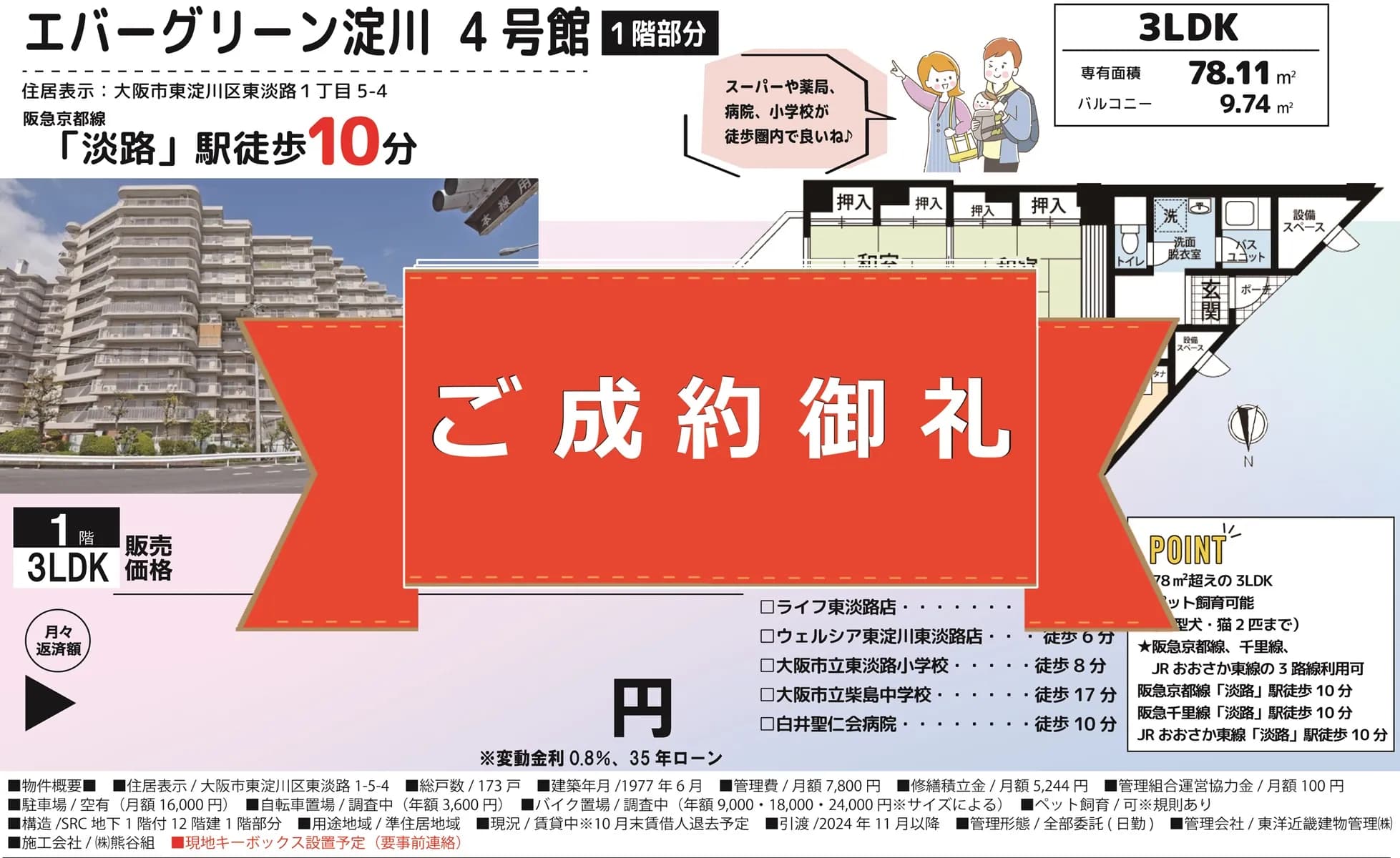 2度目の売却サポートも早期成約！【エバーグリーン淀川4号館】