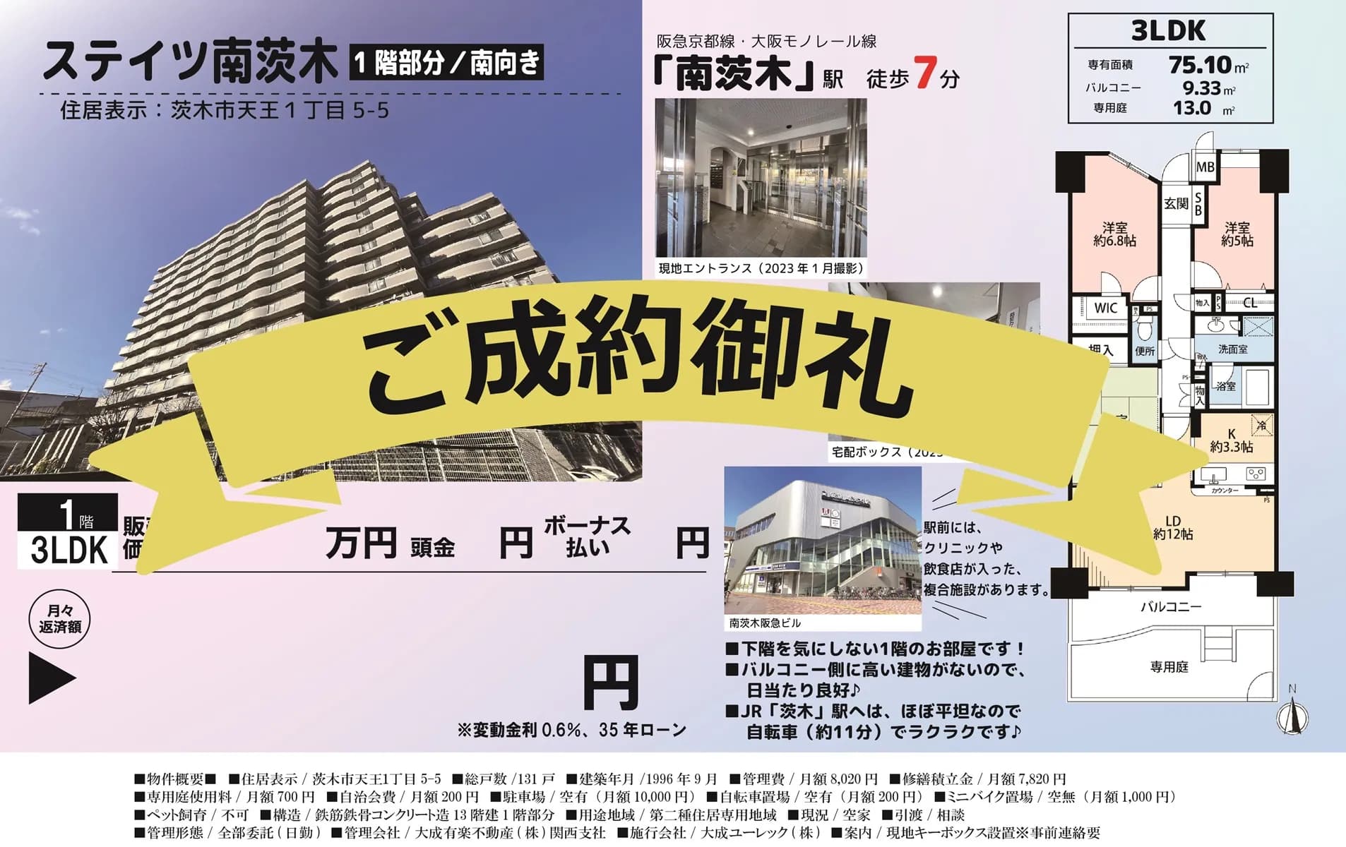 心理的瑕疵有の難しい物件でも高額売却に成功！【ステイツ南茨木】