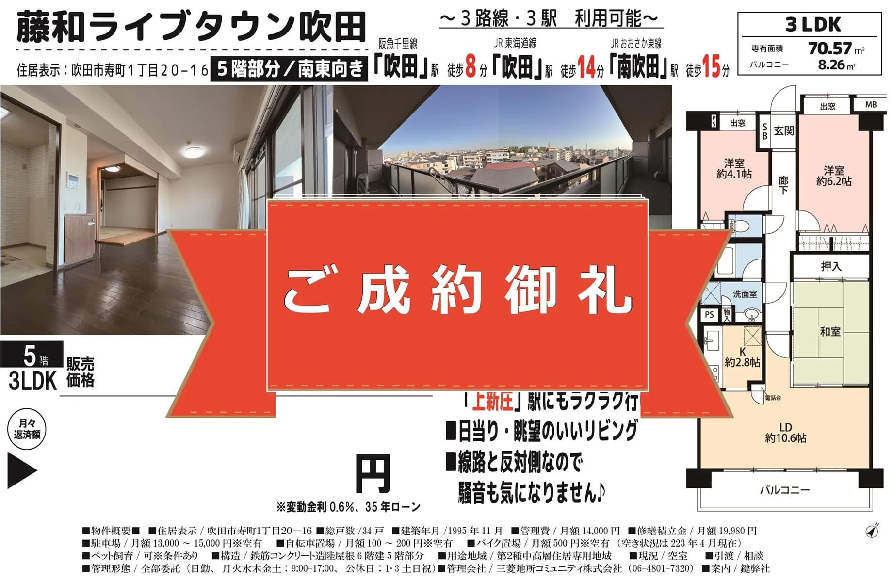 売主様も納得の買取価格にて早期成約を実現！【藤和ライブタウン吹田】